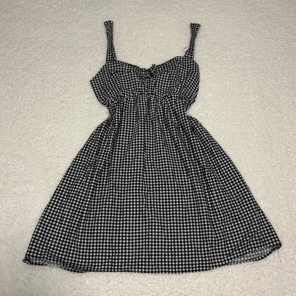 Eyeshadow Women Black Gingham Print Flare Mini Dress